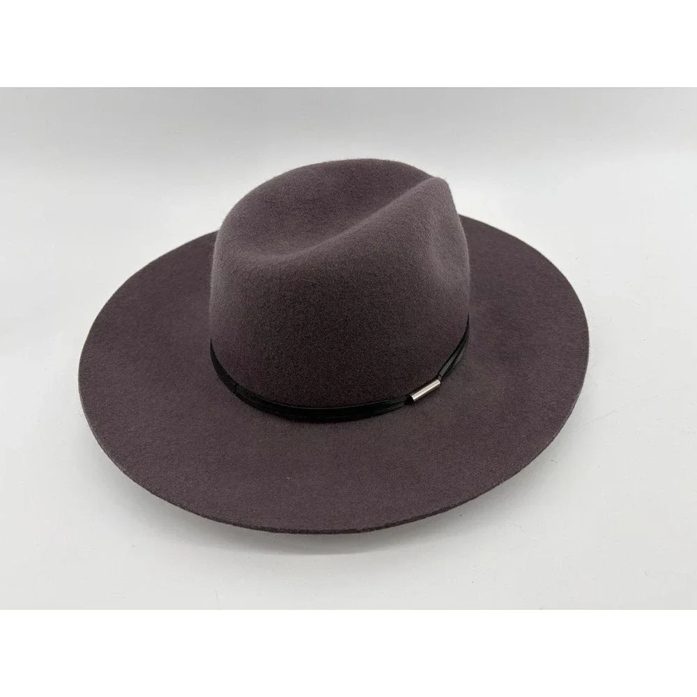 Wool Floppy Brim Fedora Hat, Gray Brown Boho, Women's Size OS, Pre-Owned